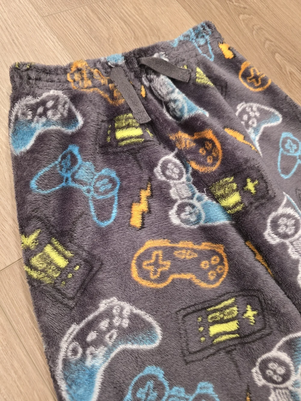 Boys Grey & Blue Game Controller Fleece Pajama Pants Set 2 Piece Size Medium 8